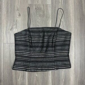 JS Collections Black Silver Metallic Striped Cami Top Sz 14